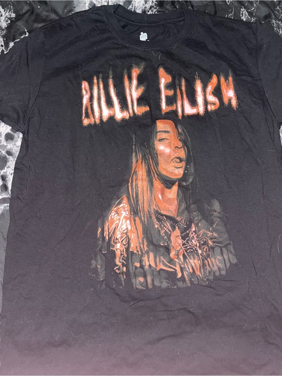 Billie Eilish Tops - Billie Eilish Black Graphic Band Tee with red Print size large